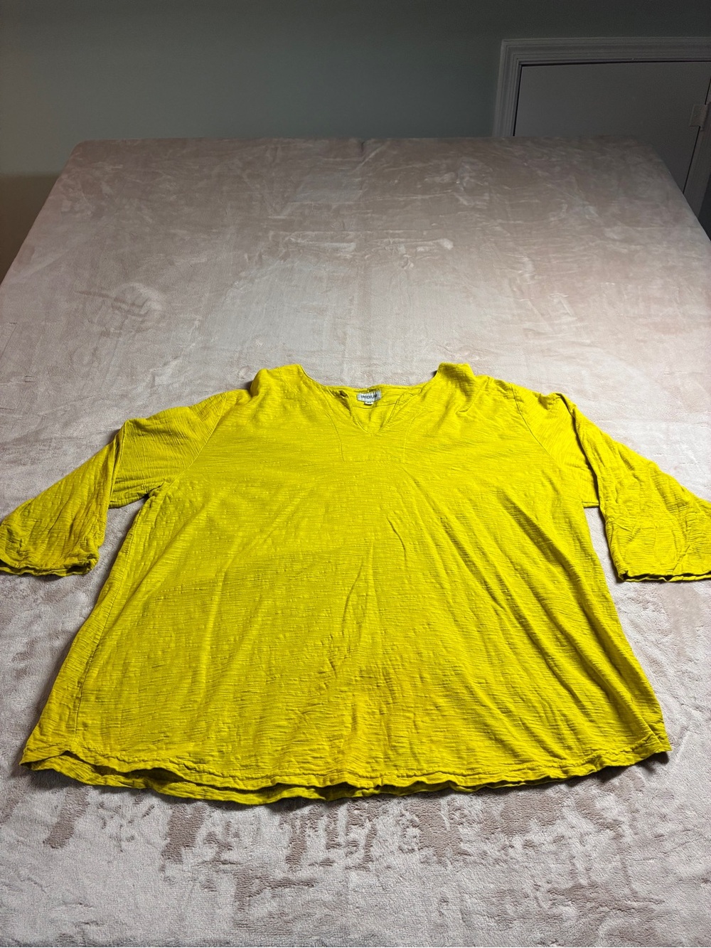 Iridium Cotton Tunic Top Boho Lagenlook Mustard Yellow Women’s Plus 2X Slub Knit